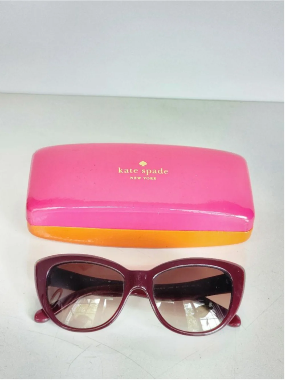 KATE‎ SPADE Emalee Gradient Burgundy Brown Cat Eye Sunglasses